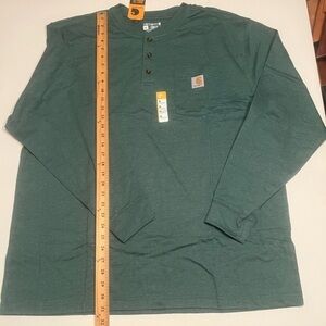 NWT Carhartt Long Sleeve Mens Xl  Green Loose Fit 1/4 Button Up Henley (C4)